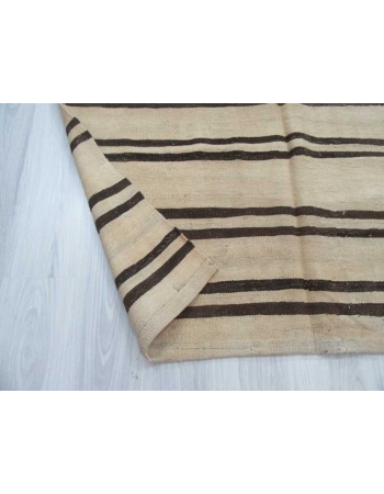 Brown striped vintage natural kilim rug