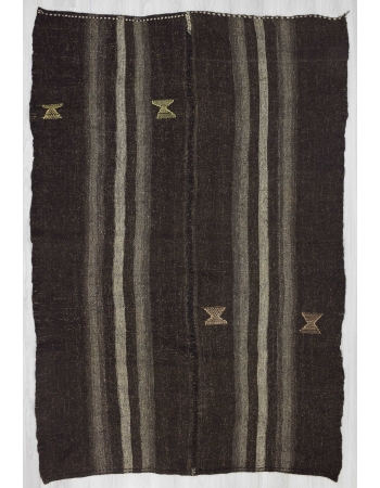 Vintage gray/dark brown striped kilim rug