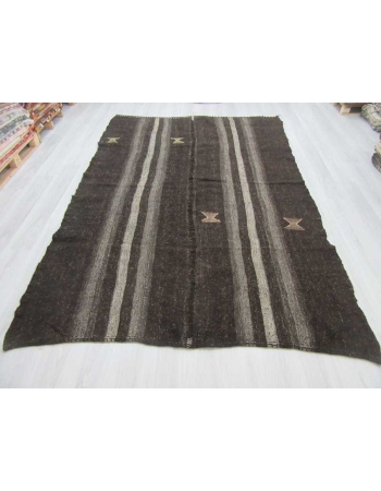 Vintage gray/dark brown striped kilim rug