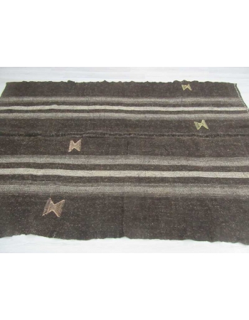 Vintage gray/dark brown striped kilim rug