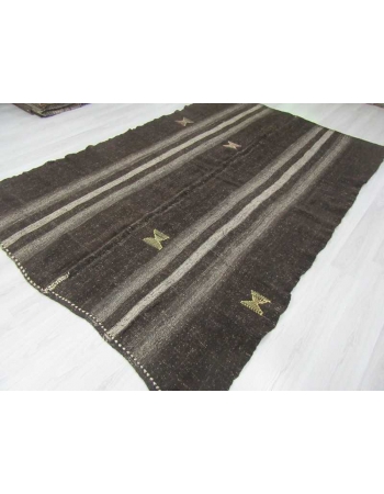 Vintage gray/dark brown striped kilim rug