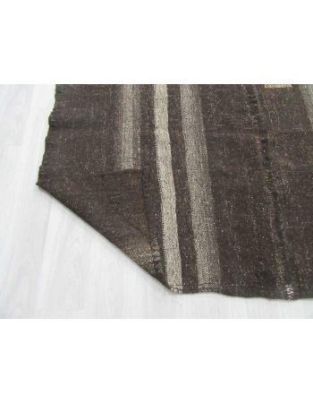 Vintage gray/dark brown striped kilim rug