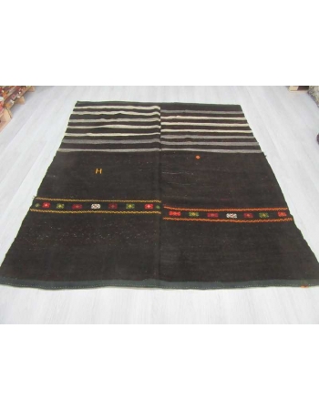 Vintage unique goat hair kilim rug