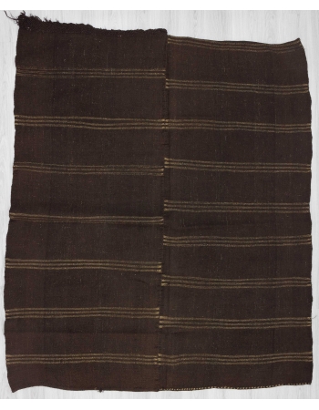 Striped dark brown vintage kilim rug