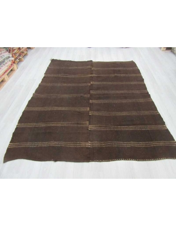 Striped dark brown vintage kilim rug