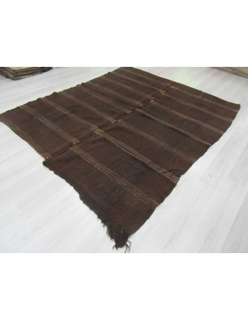 Striped dark brown vintage kilim rug
