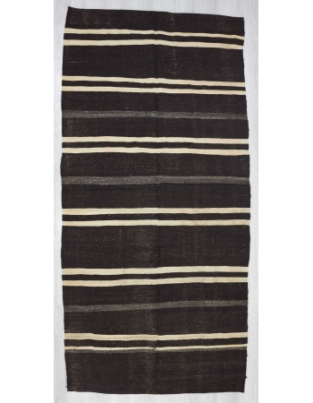 Black/White striped vintage kilim rug