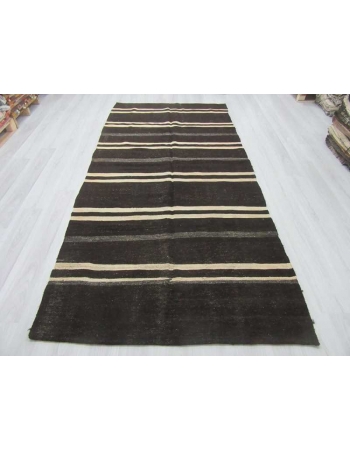 Black/White striped vintage kilim rug