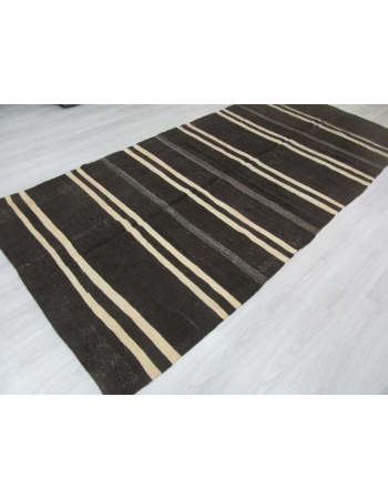 Black/White striped vintage kilim rug