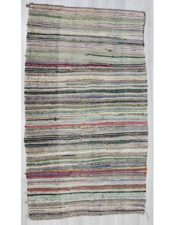 Vintage striped Turkish rag rug