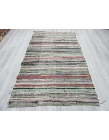 Vintage striped Turkish rag rug