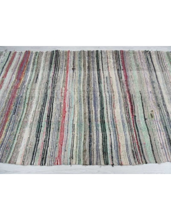 Vintage striped Turkish rag rug