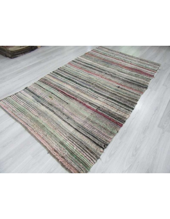 Vintage striped Turkish rag rug