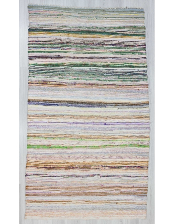 Striped vintage Turkish rag rug