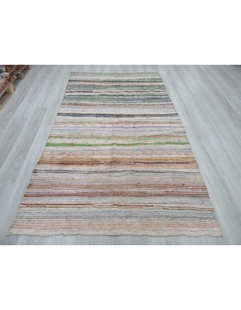 Striped vintage Turkish rag rug