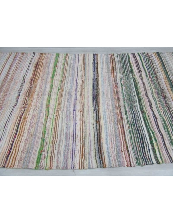 Striped vintage Turkish rag rug