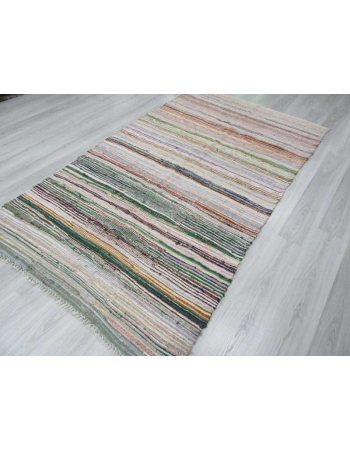 Striped vintage Turkish rag rug