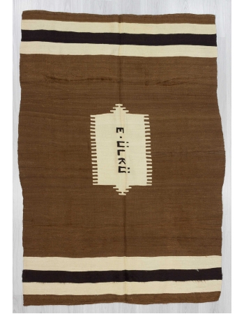 Vintage brown blanket kilim rug