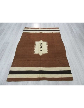 Vintage brown blanket kilim rug