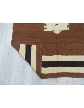 Vintage brown blanket kilim rug