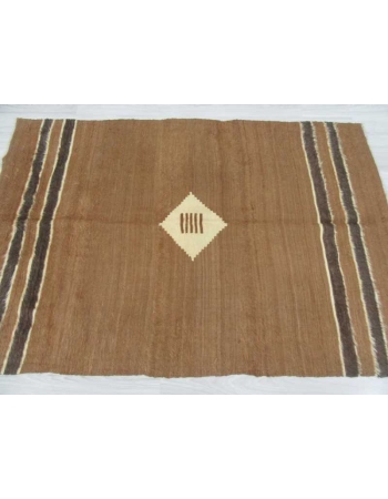 Vintage brown camel hair blanket kilim rug