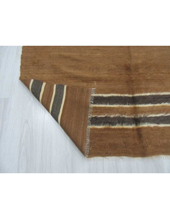 Vintage brown camel hair blanket kilim rug