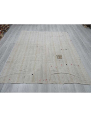 Vintage Turkish hemp kilim rug