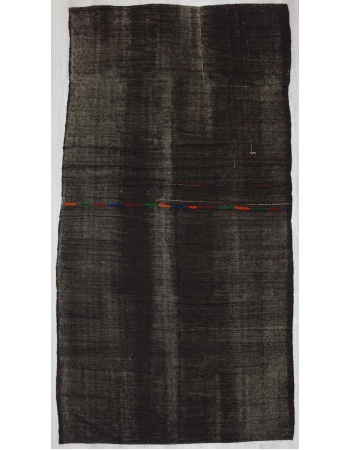 Vintage black goat hair kilim rug