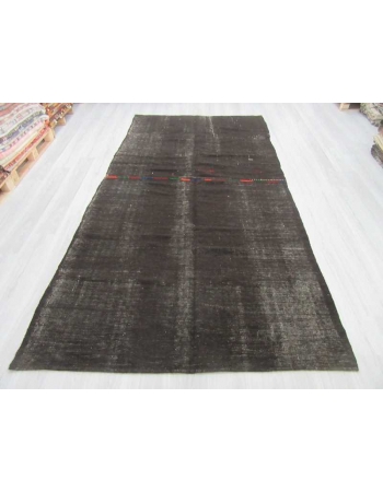 Vintage black goat hair kilim rug