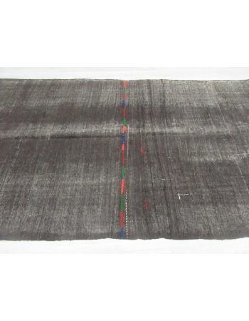 Vintage black goat hair kilim rug