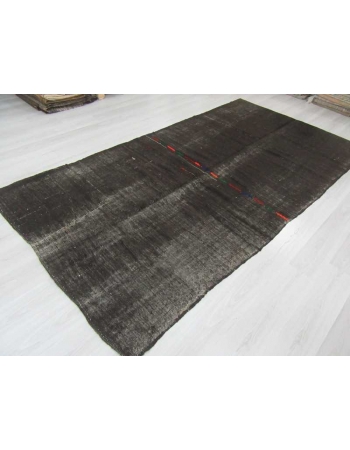 Vintage black goat hair kilim rug