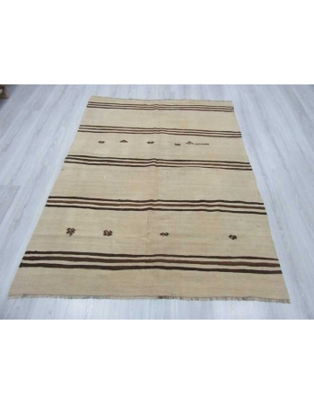 Vintage striped natural kilim rug