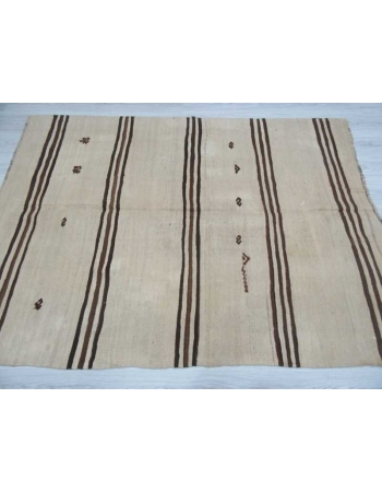 Vintage striped natural kilim rug