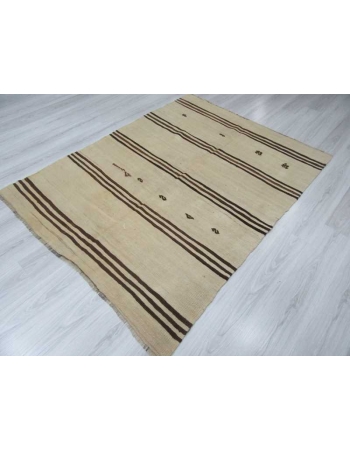Vintage striped natural kilim rug