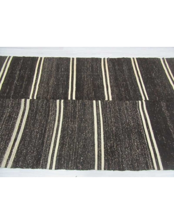 White striped vintage black kilim rug