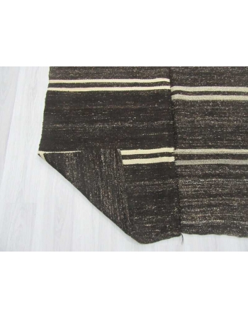 White striped vintage black kilim rug