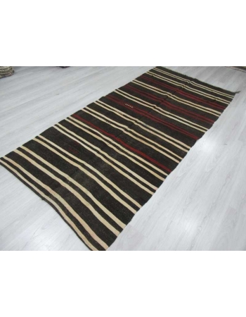 Striped vintage goat hair kilim rug