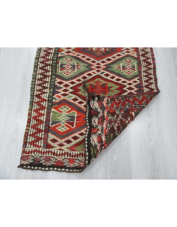 Embroidered vintage small kilim rug