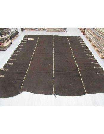 Vintage dark brown nomad tente kilim rug