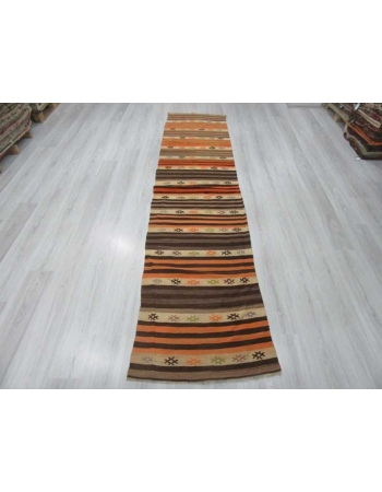 Vintage striped Turkish kilim runner rug