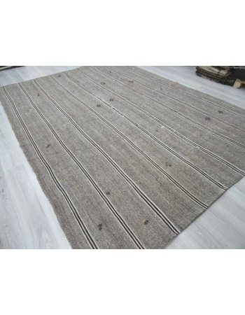 Vintage gray Turkish kilim rug