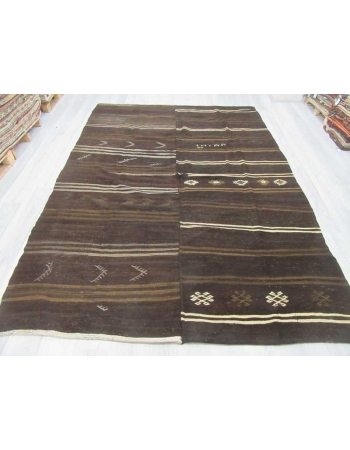 Striped large Turkish kilim rug
