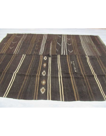 Striped large Turkish kilim rug