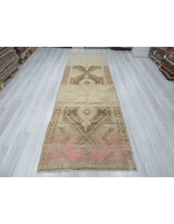 Washed out vintage Turkish runner rug