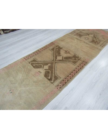 Washed out vintage Turkish runner rug