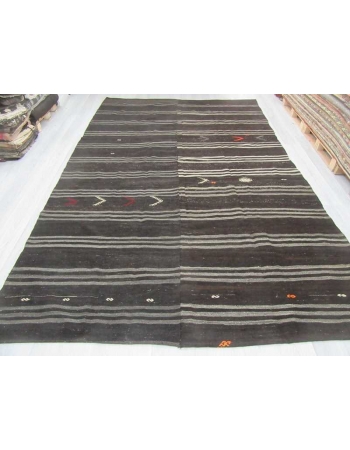 Vintage black kilim rug