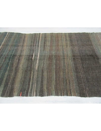 Vintage black & dark grey unique Turkish kilim rug