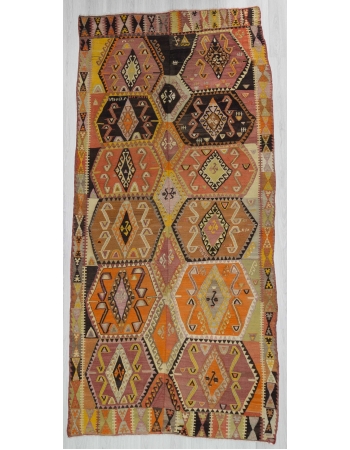 Handwoven vintage colorful Turkish kilim rug