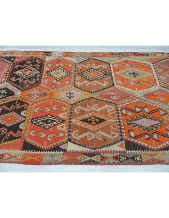 Handwoven vintage colorful Turkish kilim rug