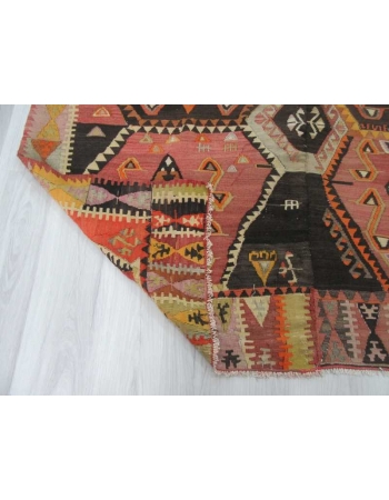 Handwoven vintage colorful Turkish kilim rug